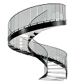 Modern Spiral Staircase Interior Design With Glass Railings And Black Frame