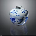 Traditional Blue And White Porcelain Jar With Lid And Dragon Cloud Patterns