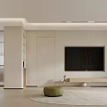 Modern Living Dining Room Interior with Open Kitchen Cabinets Marble Countertop and Blinds