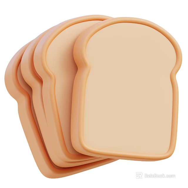 Stack of Fresh Sliced Bread Slices for Breakfast and Snacks 3d model 