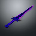Glowing Fantasy Sword Featuring Purple Blue Blade and Golden Hilt Accents for Game Weapon Design