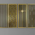 Modern Metal Room Dividers With Intricate Geometric Patterns And Golden Finish