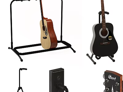 High Quality Musical Instruments And Art Supplies With Acoustic Guitars Stands And Eart Tuners 3d model