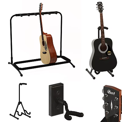 High Quality Musical Instruments And Art Supplies With Acoustic Guitars Stands And Eart Tuners 3d model