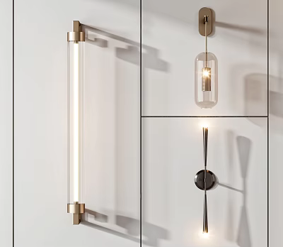 Contemporary Wall Lamps Featuring Brass Brackets Glass Tubes And Minimalist LED Lighting 3d model