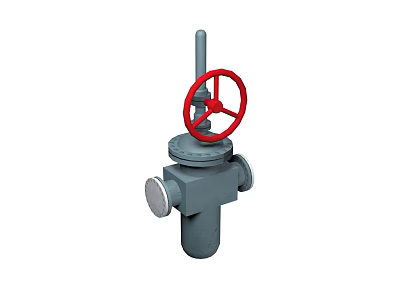 Industrial Valve With Red Handwheel And Gray Metal Body For Industrial Systems 3d model