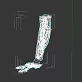 Mechanical Weapon Featuring Prosthetic Leg Design Metal Structure Blue Components And Foot