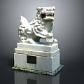 Ornate Traditional Stone Lion Sculpture With Intricate Carved Base And Decorative Patterns