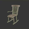 Light Colored Rocking Armchair With Wooden Frame And Upholstered Seat