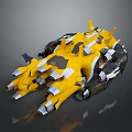 Futuristic Yellow And Black Spaceship 3D Model For Space Exploration With Technical Components 3d model