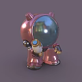 Pink Astronaut Decorative Ornament Set With Helmet And Holding Bottle