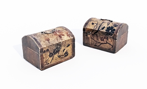 Old decorative wooden box old objects 3d model