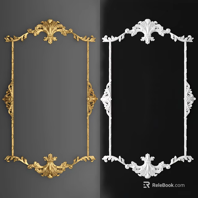 Ornate Gold And White Frames With Intricate Decorative Lines Design 3d model