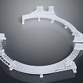 White Circular Scene Structure With Grid Like Framework And Support Elements 3d model