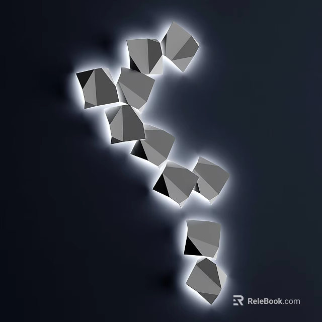 Modern Geometric Wall Decor With 3D Polygon Shapes And Light Effects 3d model