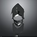 Steel Medieval Knight Helmet as Essential Weapon Armor Equipment with Metallic Shine
