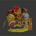 Cute Roman Soldier Characters in 3D Render With Shields and Weapons