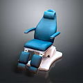 Blue Medical Treatment Chair With Adjustable Footrest And White Base Design