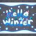 Hello Winter Themed Decor With Snowflakes Christmas Trees Ski Goggles On Gray Background