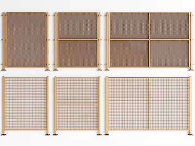 Brown and Gold Metal Mesh Panel Fences with Single and Combined Modern Design Styles 3d model