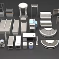 Public Facilities Featuring Security Check Equipment Tables Chairs And Service Carts