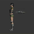 Female Combat Game Movie Character With Tactical Vest Knee Pads And Wrist Guards
