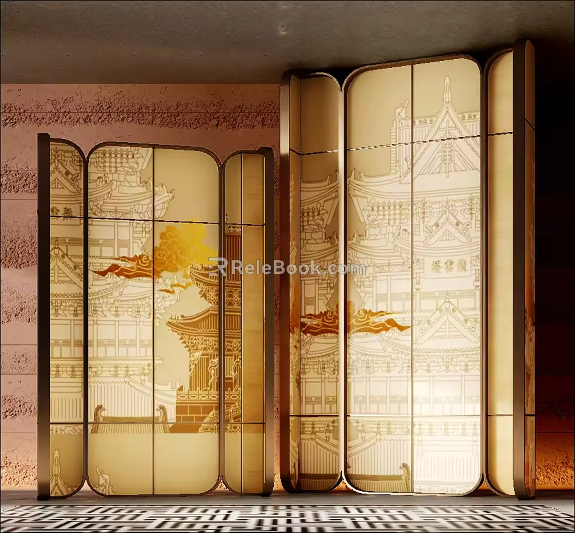 Modern hotel screen partition 3d model