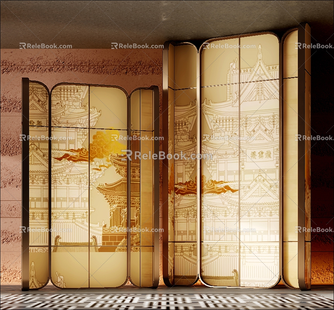 Modern hotel screen partition 3d model