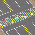 Municipal Road Design With Colorful Parking Spaces Fire Lane Marking And Floral Patterns