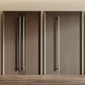 Modern Double Doors In Brown And Gray Tones With Textured Panels And Long Metallic Handles