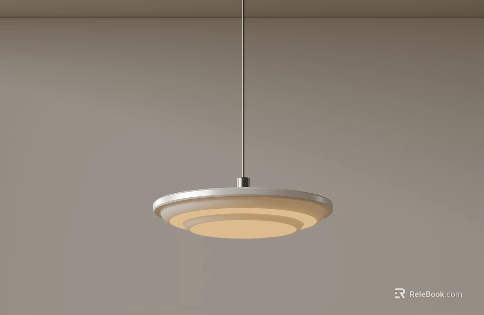 Minimalist Round Pendant Light with Metal Frame and Warm LED Glow for Modern Dining Room 3d model 