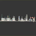 Cartoon Scenario Industrial Facility Layout With Cylindrical Tanks Pipes And Blue Green Elements