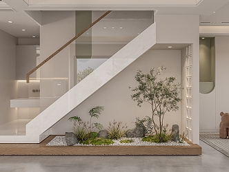 Modern landscape sketch stairwell greenery 3d model