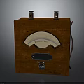 Vintage Wooden Case Analog Meter Instrument With Metal Components And Cable