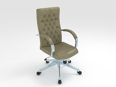 Taupe Upholstered Office Chair With Diamond Tufted Backrest Silver Armrests And Rolling Base Design 3d model