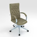 Taupe Upholstered Office Chair With Diamond Tufted Backrest Silver Armrests And Rolling Base Design