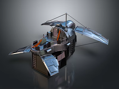 Futuristic Metal Aircraft Design Featuring Open Wings Cockpit And Ladder 3d model