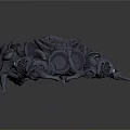 Dark Gray Organic Mechanical Structure With Circular Organs And Hair Like Appendages