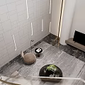 Modern Basement Interior With Staircase And Furniture