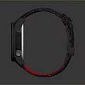 Stylish Watch With Gray Fabric Strap Red Inner Lining Round Dial And Black Case