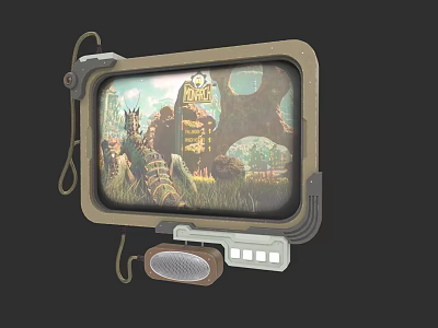 Vintage Electronic Device With Retro Screen Speaker And Buttons Displaying RAGE Game Scene 3d model