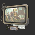 Vintage Electronic Device With Retro Screen Speaker And Buttons Displaying RAGE Game Scene
