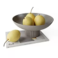 Fresh Pears Displayed In Gray Bowls And On Magazine