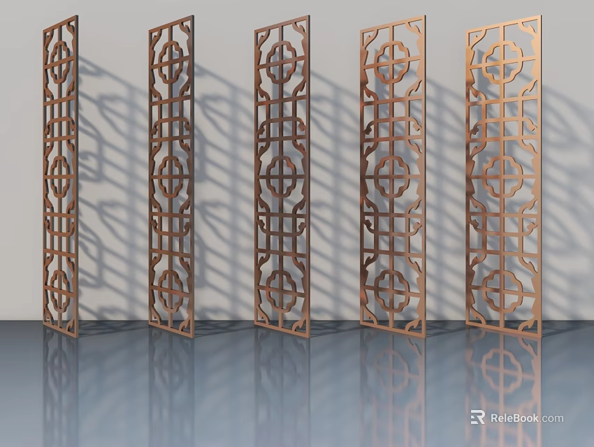 Modern Decorative Swing Door Design With Intricate Patterns And Metal Frame 3d model