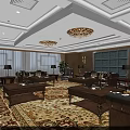 Luxurious Office Lounge Interior With Leather Sofas Wooden Coffee Tables Green Plants And Chandeliers