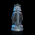 Vintage Metallic Candle Lantern With Glass Shade And Handle Design