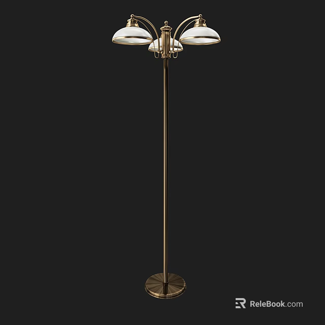 Modern Brass Floor Lamp With Multiple Shades And Stable Base Design 3d model
