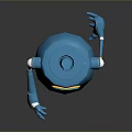 3D Blue Robot Game and Movie Character with Rounded Body Yellow Accents in Standing Pose
