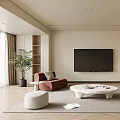 Modern Living Room Interior Design With Sofa Coffee Table Floor Lamp And Plants