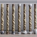 Light Luxury Pillar Panlong Carved Pillar Combination 3d model